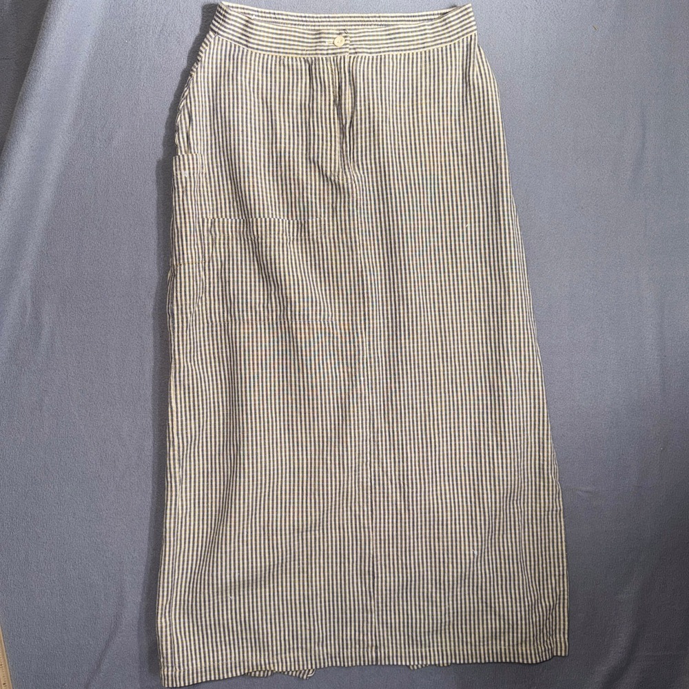 Newport News Size M Gingham Cotton Linen Blend Maxi Skirt Cottagecore Preppy